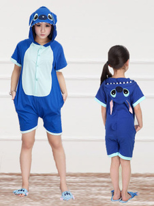 Kigurumi pyjamas Stitch Onesie Snuggie coton bleu manches courtes vêtements animaux