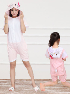 Kigurumi pyjamas Hello Kitty Onesie Snuggie rose coton manches courtes animaux Sleepwear