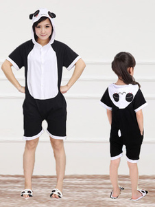 Kigurumi pyjama Panda Onesie Snuggie coton noir manches courtes vêtements animaux