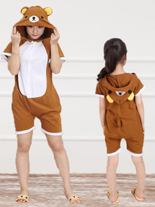 Kigurumi pyjama Rilakkuma Bear Onesie Snuggie marron manches courtes coton animaux Sleepwear