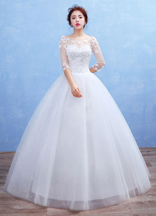 Robe de mariée princesse Tulle fleurs 3D appliques Maxi Illusion Sweetheart perles paillettes demi-m