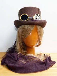 Halloween chapeau Steampunk Steampunk brun lunettes détail chapeau haut de forme pour les femmes