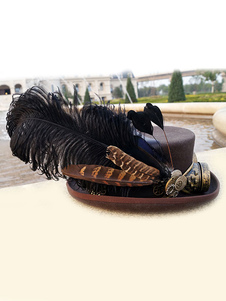 Accessoires de costumes rétro Steampunk Vintage Costume chapeau plume avec lunette
