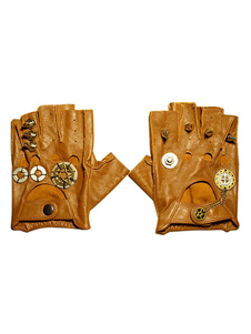 Gants de cuir steampunk Vintage marron couverture Fingerless costumes rétro accessoires