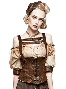 Steampunk Cincher gilet Vintage Costume gothique PU taille formation Gilet des femmes