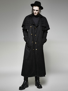 Manteau Cape noir de Costume Steampunk vêtements rétro masculin