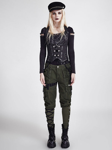 Steampunk vêtements Vintage des femmes pantalon Costume rétro vert