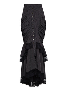 Steampunk vêtements Vintage sirène jupe dentelle des femmes plissée costumes rétro