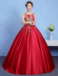 Robe princesse en tulle Rubis avec perles col rond