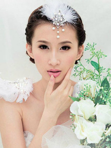 Costume de danse ballet élégant en polyester blanc Coiffure
