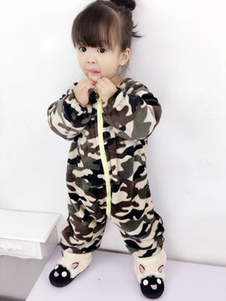 Kigurumi pyjama thème militaire Onesie vert Camo flanelle hiver vêtements de nuit pour enfants