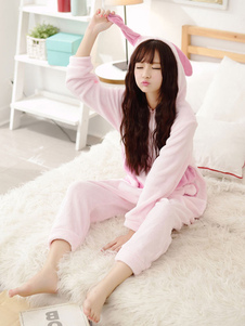 Kigurumi pyjamas Bunny rose Onesie flanelle Jumpsuit animaux vêtements de nuit pour les femmes