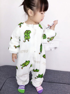 Kigurumi pyjama animaux Onesie blanc manches longues flanelle vêtements de nuit d’hiver pour les enf