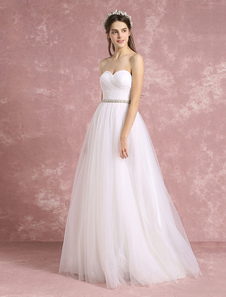 Robe de mariée ivoire tulle dos nu bretelles tulle perlée une ligne maxi robe nuptiale