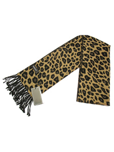 Oblongue foulard léopard laine impression mélange écharpe hommes avec frange
