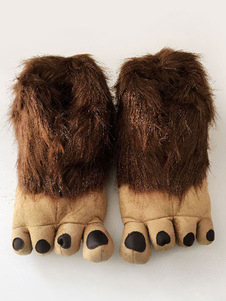 Accessoires de Costume Kigurumi pyjamas homme sauvage marron chaussures fausse fourrure