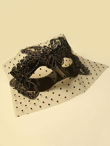 Accessoires de costumes noir mascarade Masque Halloween féminines Polka Dot Net Mardi Gras oeil masq