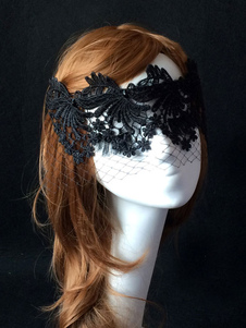 Accessoires de costumes de mascarade Masque Halloween noir femmes Mardi Gras oeil Net masque en dent