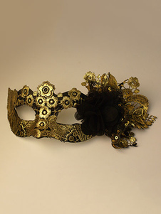 Accessoires de costumes Halloween masque or féminin fleurs Mardi Gras œil masque Masquerade