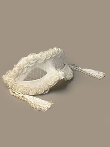 Halloween masque blanc perlé fleurs glands mascarade œil masque Mardi Gras Costume accessoires pour 