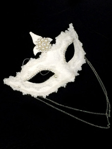 Accessoires de costumes blanc mascarade Masque Halloween féminines chaînes Deco Mardi Gras œil masqu