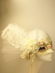 Mascarade blanc masque accessoires de Costume Mardi Gras Halloween plumes fleurs féminines