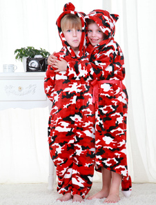 Kigurumi pyjamas militaire Onesie Snuggie pour enfants Camo rouge vêtements de nuit