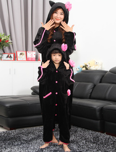 Kigurumi Onesie pyjamas adulte noir Hello Kitty Costume Animal Sleepwear