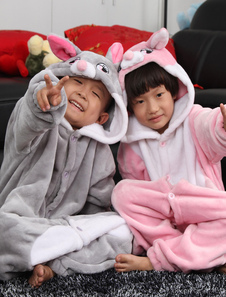 Animal pyjama lapin gris Costume Kigurumi Onesie vêtements de nuit pour les enfants