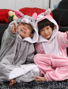 Animal pyjama lapin gris Costume Kigurumi Onesie vêtements de nuit pour les enfants