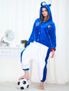 Kigurumi pyjamas World Cup Italie Onesie bleu Football thème Sleepwear Costume pour les adultes