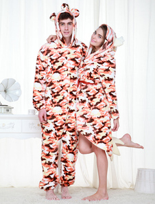 Vêtements de nuit adultes Onesie pyjama Camo Orange Costume Kigurumi militaire