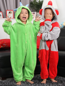 Kigurumi Animal pyjamas Kids vert petit monstre Costume Onesie Sleepwear
