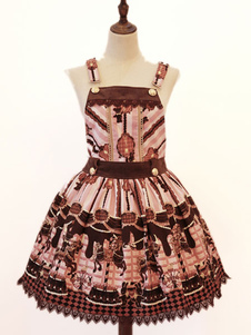 Sweet Lolita Robe JSK brun imprimé robe pull