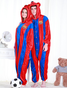 Kigurumi pyjamas World Cup Barcelona Football équipe Onesie rouge manches longues Jumpsuit Costume v