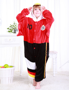Kigurumi pyjamas World Cup Allemagne Onesie noir et rouge Football thème Costume de vêtements de nui