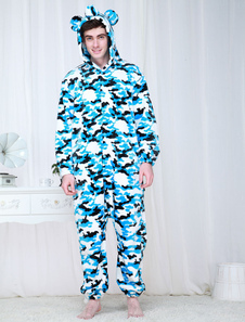 Pyjama Kigurumi Onesie Camo bleu adulte Costume militaire vêtements de nuit
