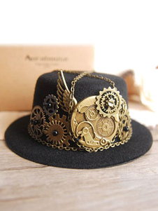 Steampunk chapeau noir Halloween Costume Vintage Gear chaînes accessoires de costumes pour hommes