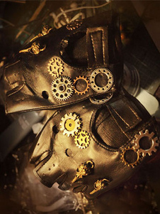 Steampunk noir gants Vintage Unisexe engrenages PU Fingerless Gloves