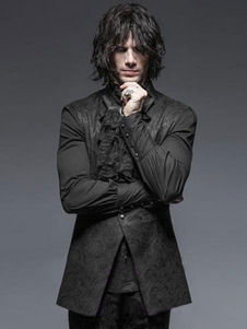 Gilet de costume noir rétro Halloween Steampunk gilet veste Vintage Costume masculin