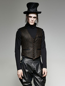 Steampunk Gilet marron boucle bouton gilet Vintage hommes