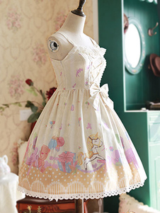 Sweet Lolita Robe JSK abricot Bow imprimé Lolita Jumper Skirt