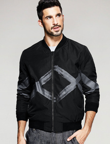 Veste noire à capuche Diamond motif hommes imprimé veste légère
