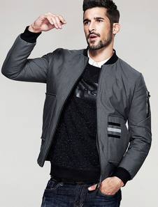 Bomber Jacket gris à capuche manches longues Track veste