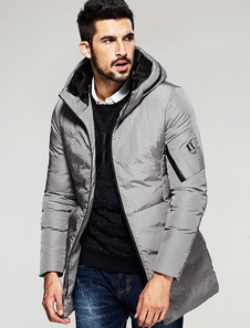 Veste à capuchon gris à capuche hiver généraux Puffer hommes manteau