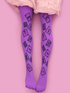 Sweet Lolita chaussettes violet imprimé au-dessus du genou Lolita Stocking