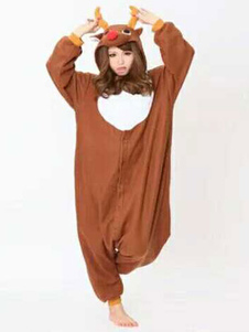 Pyjama Kigurumi Rennes Onesie brun flanelle animaux vêtements de nuit pour les adultes