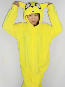 Pyjama Kigurumi chien Onesie Snuggie flanelle jaune animaux vêtements de nuit pour les femmes
