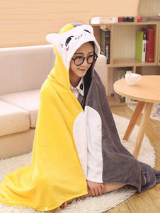 Kigurumi Onesie pyjamas douillettes flanelle couleur jaune bloc Poncho adulte Cap Animal Costume de 