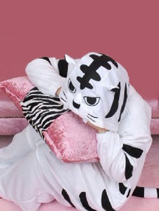 Pyjama Kigurumi Tiger Onesie blanc flanelle animaux vêtements de nuit pour les femmes